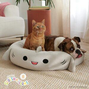 Squishmallows 20 Inch Gordon Shark Pet Bed-Medium Ultrasoft-Plush Grey